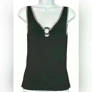 White House Black Market V-neck Black Women's Tank Top (329)